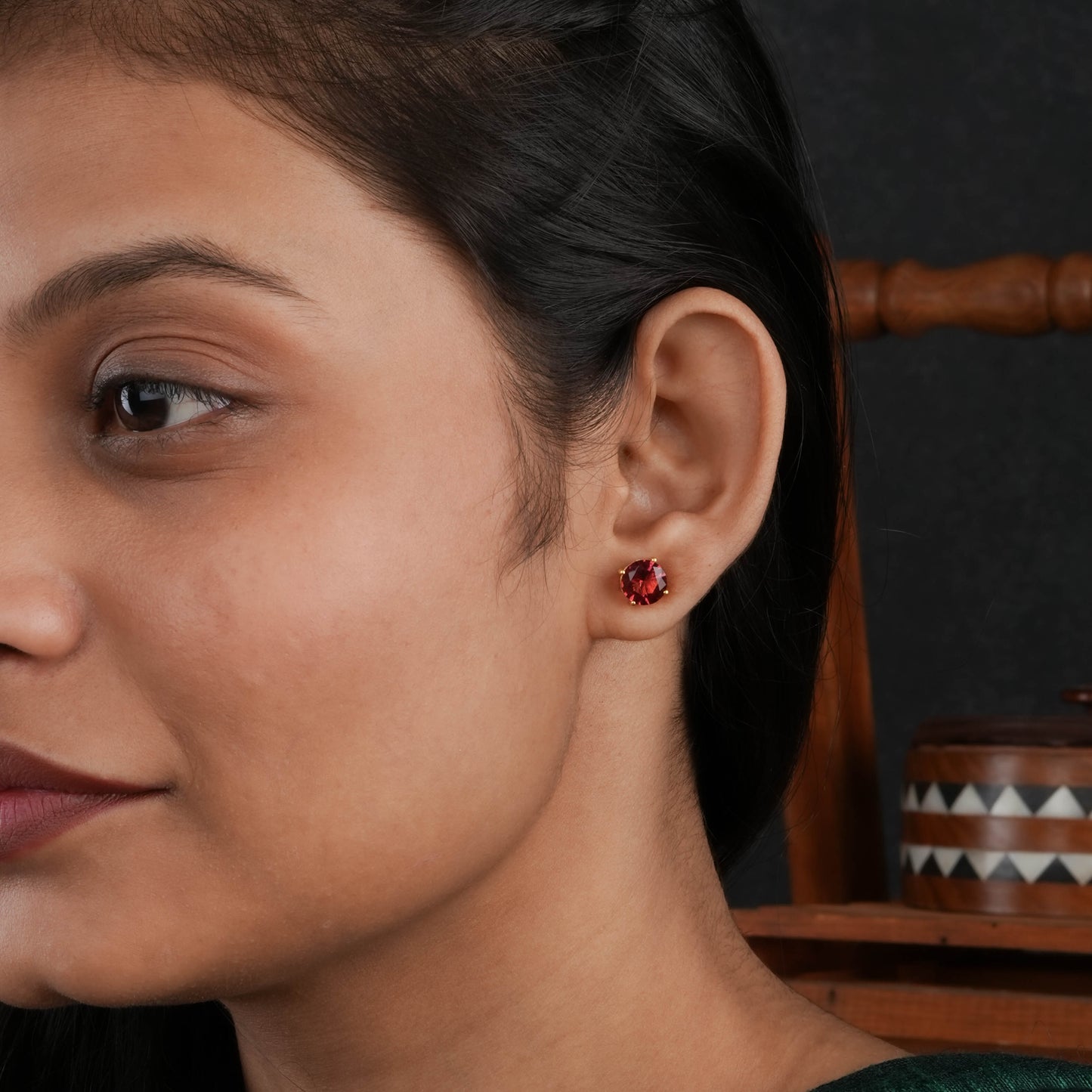 Red Wine Ruby Studs