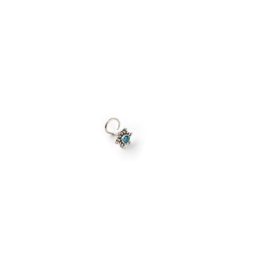 Hexagonal Aqua Blue Silver Nose Pin