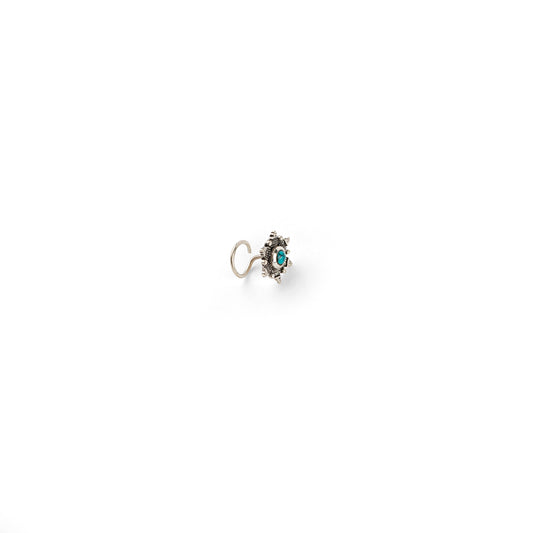 Turquoise Twist Silver Nose Pin