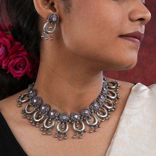 Divya Mohini Temple Silver Necklace Set