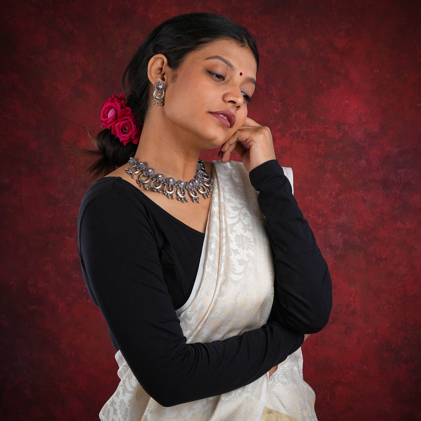 Divya Mohini Temple Silver Necklace Set