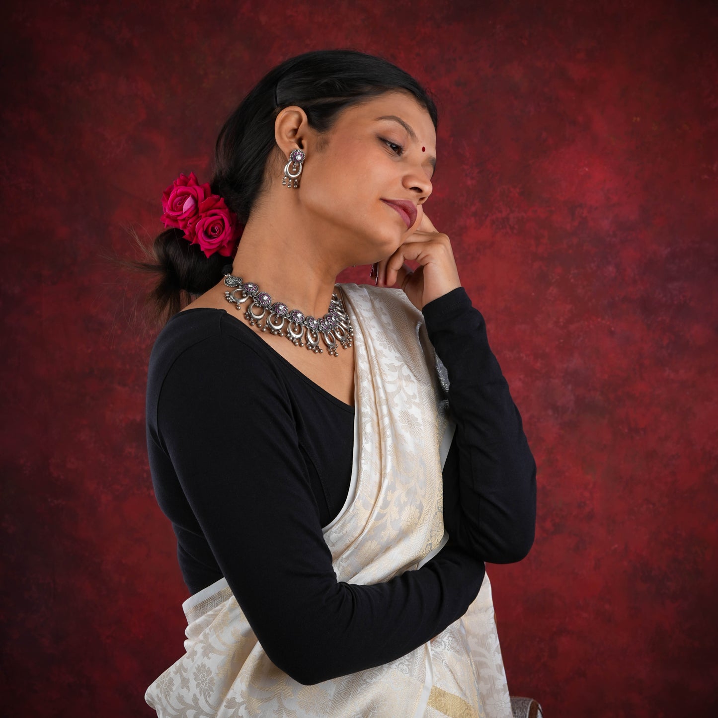 Divya Mohini Temple Silver Necklace Set