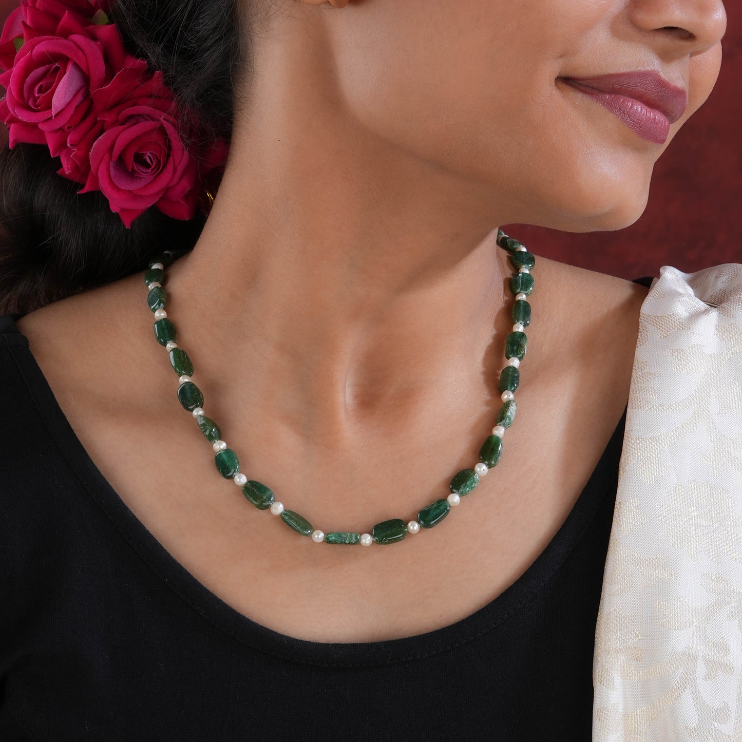 Green Aventurine Pearls Necklace