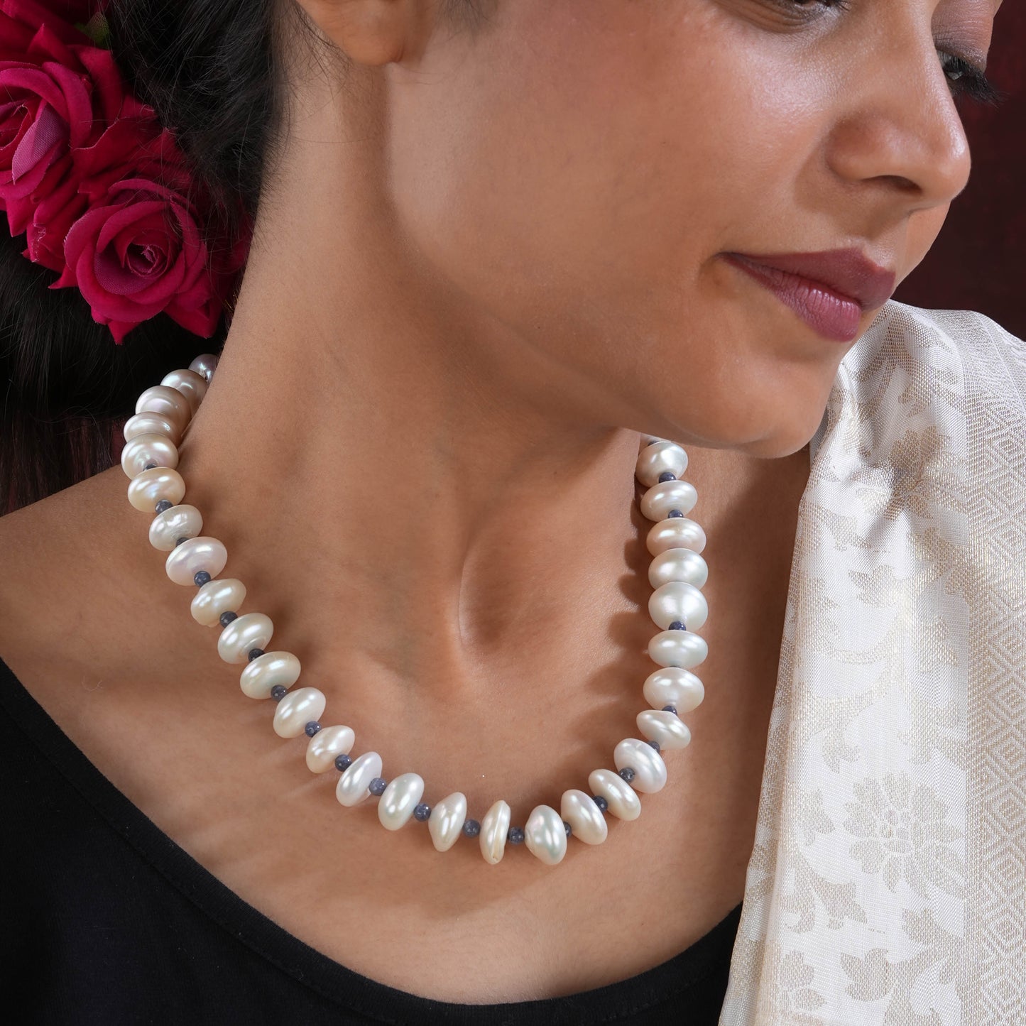 Freshwater Pearls And Iolite Necklace