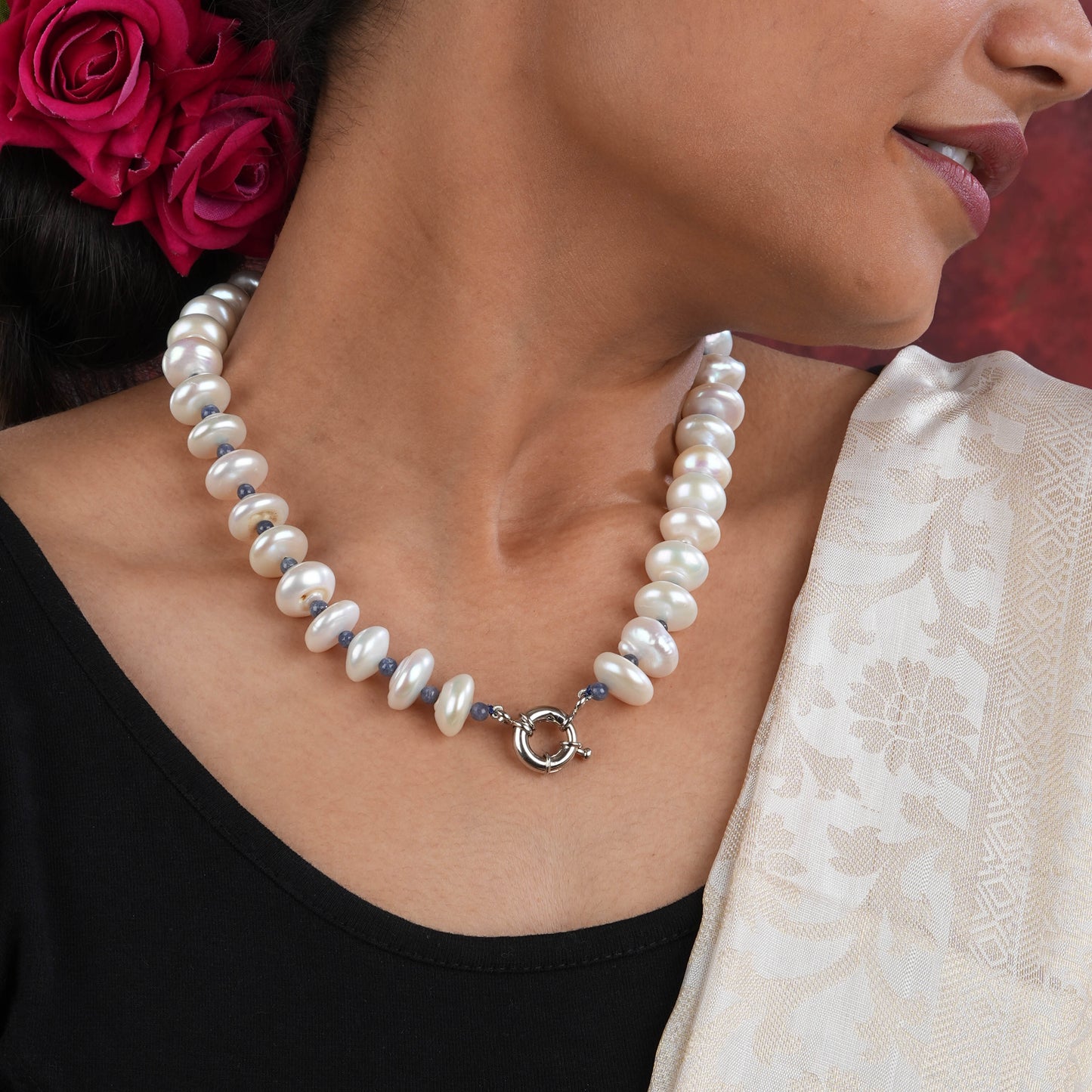 Freshwater Pearls And Iolite Necklace