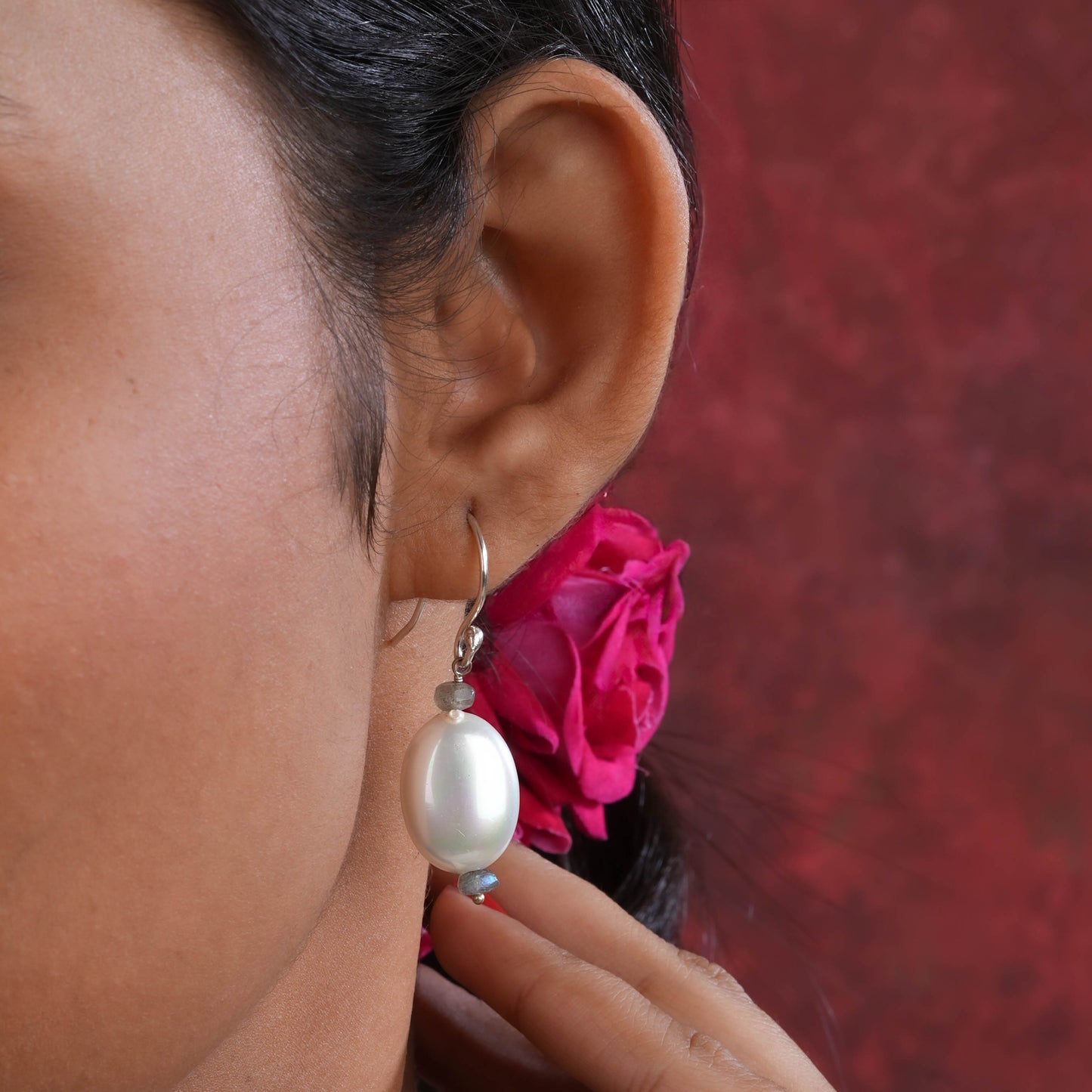 Pearl Labradorite Earrings