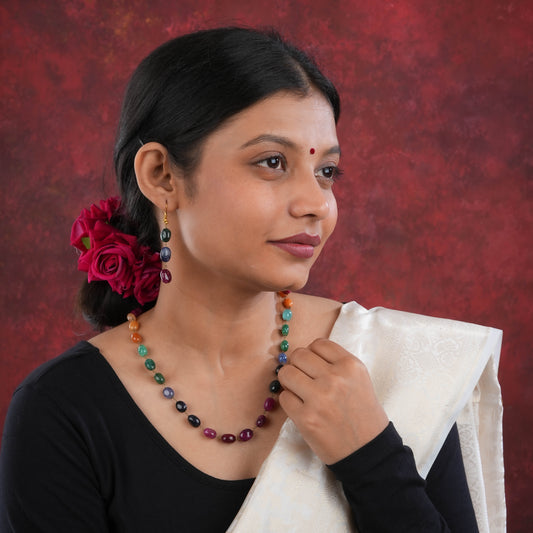Multi Sapphire Stones Necklace Set