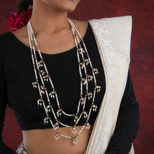 Kundan Drops Pearls Layered Necklace