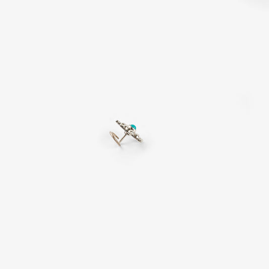 Sunflower Turquoise Silver Nose Pin