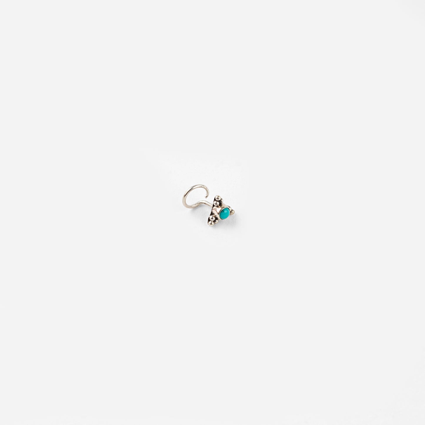 Turquoise Triangle Silver Nose Pin