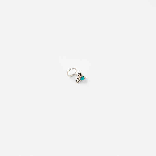 Turquoise Triangle Silver Nose Pin
