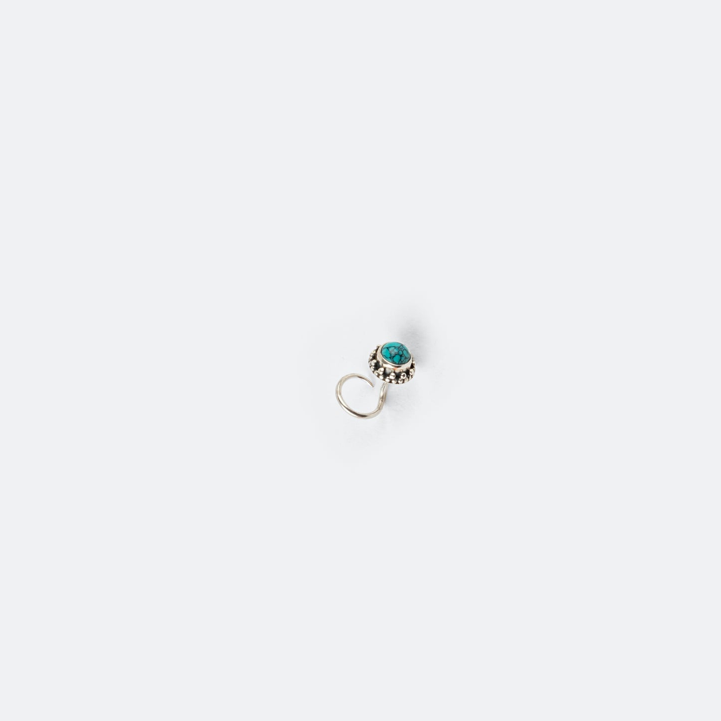 Azure Gleam Silver Turquoise Nose Pin
