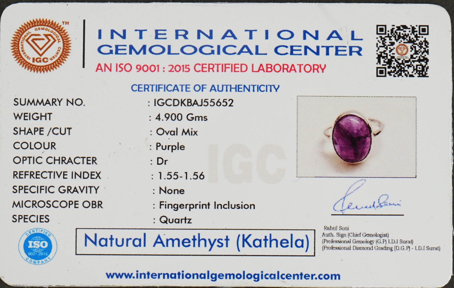 Amethyst Oval Silver Ring