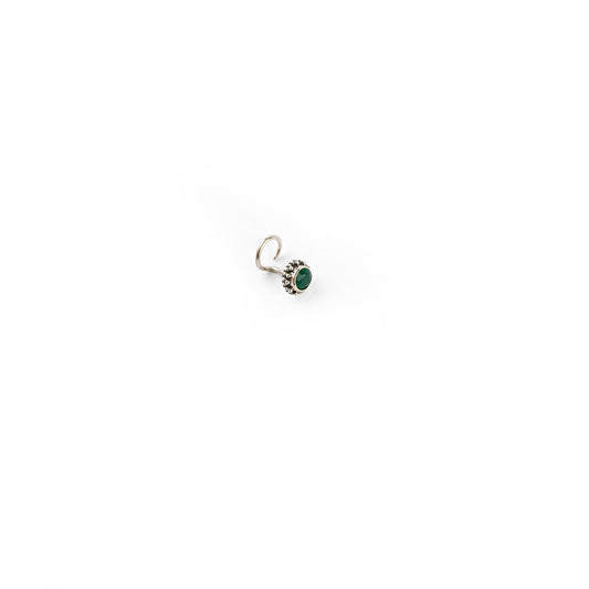 Green Onyx Silver Nose Pin