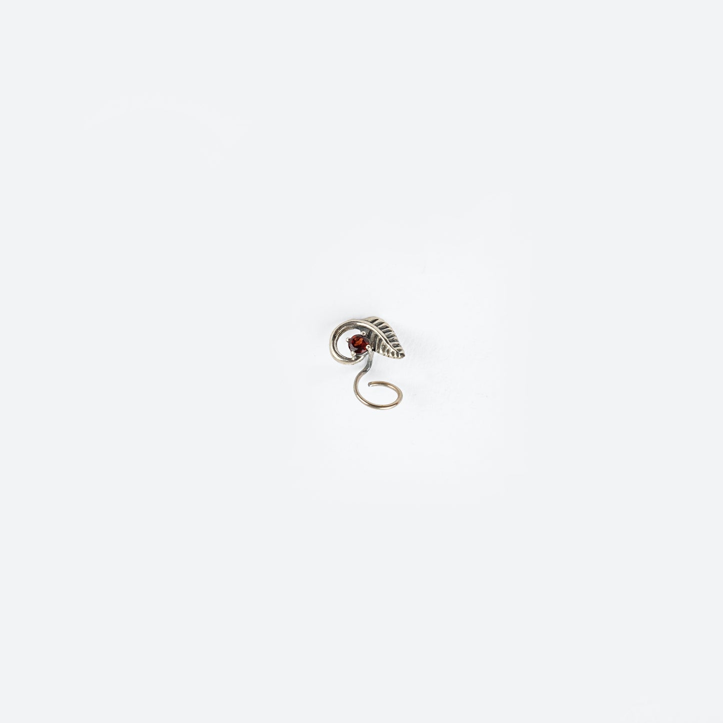 Leaf Rosebud Silver Nose Pin