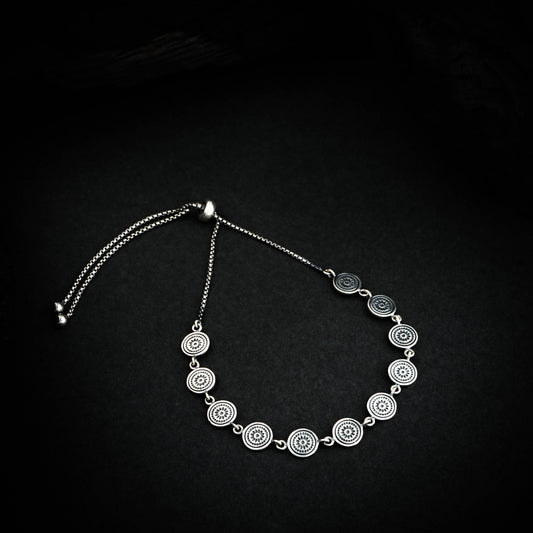 Oxidised Silver Mandala Bracelet