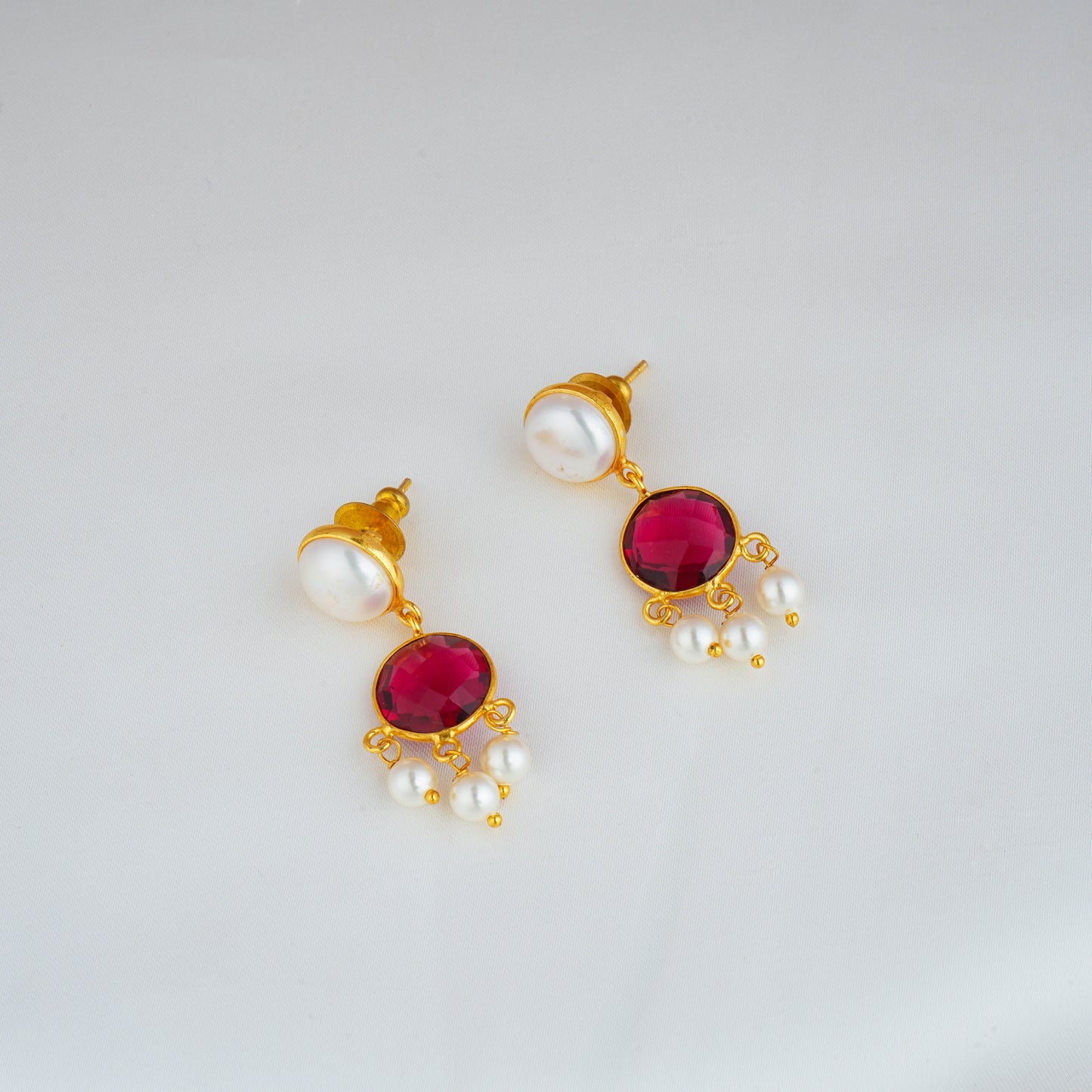 Blushing Bloom Pearl And Ruby Pink Necklace Set