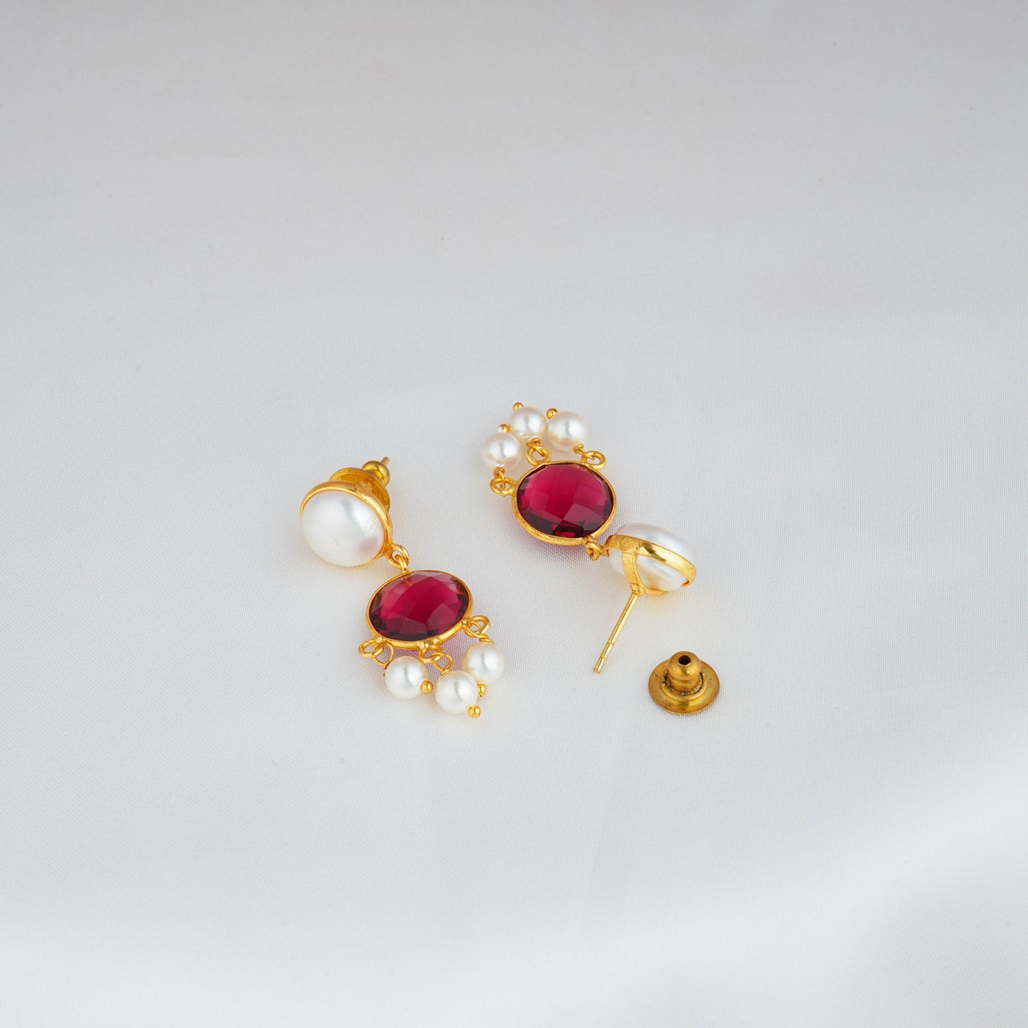 Blushing Bloom Pearl And Ruby Pink Necklace Set