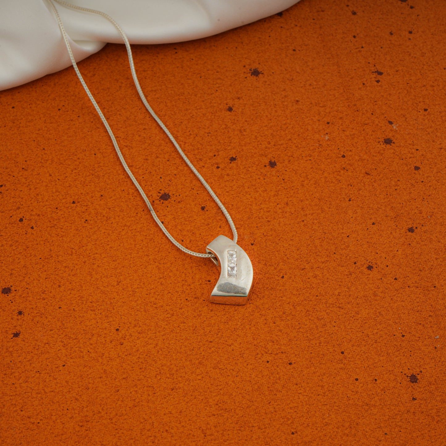 Z Wave Silver Zircon Pendant