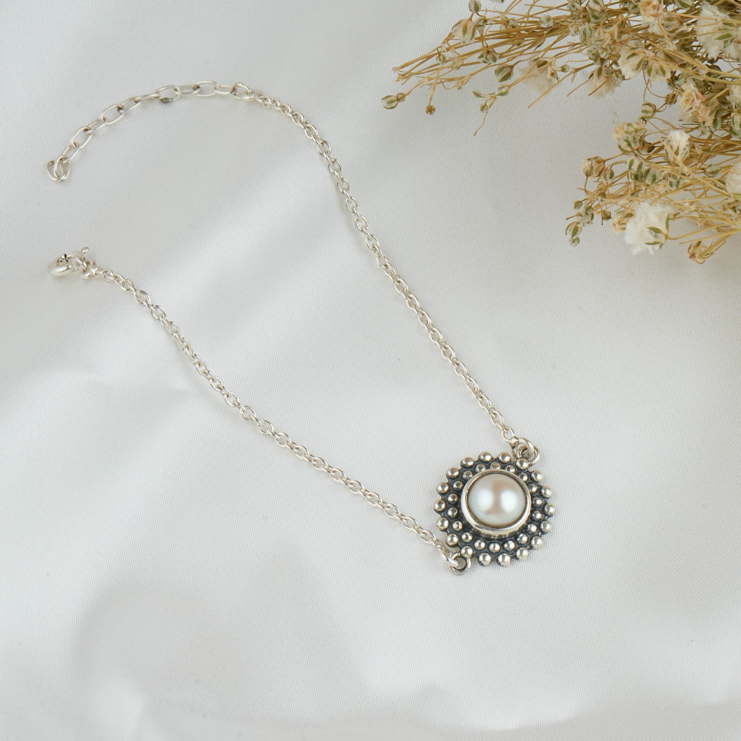 Dainty Pearl Silver Bracelet