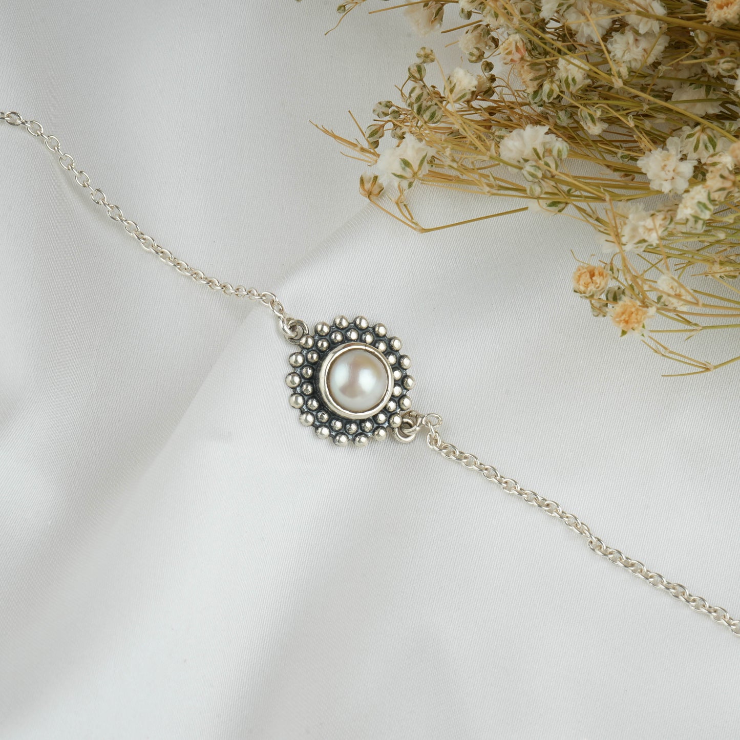 Dainty Pearl Silver Bracelet