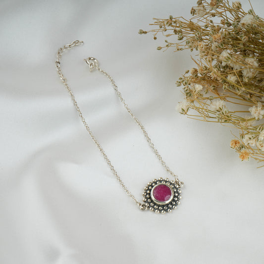 Dainty Ruby Silver Bracelet