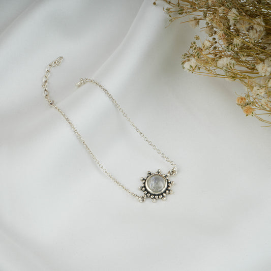 Dainty Moon Stone Silver Bracelet