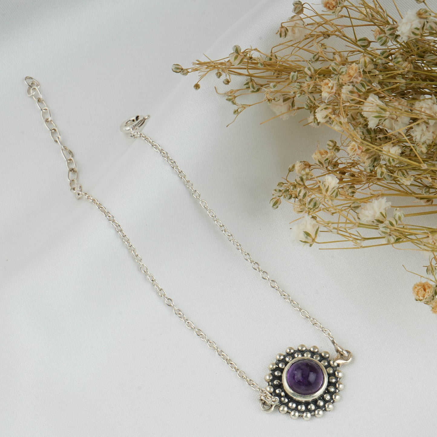 Dainty Amethyst Silver Bracelet