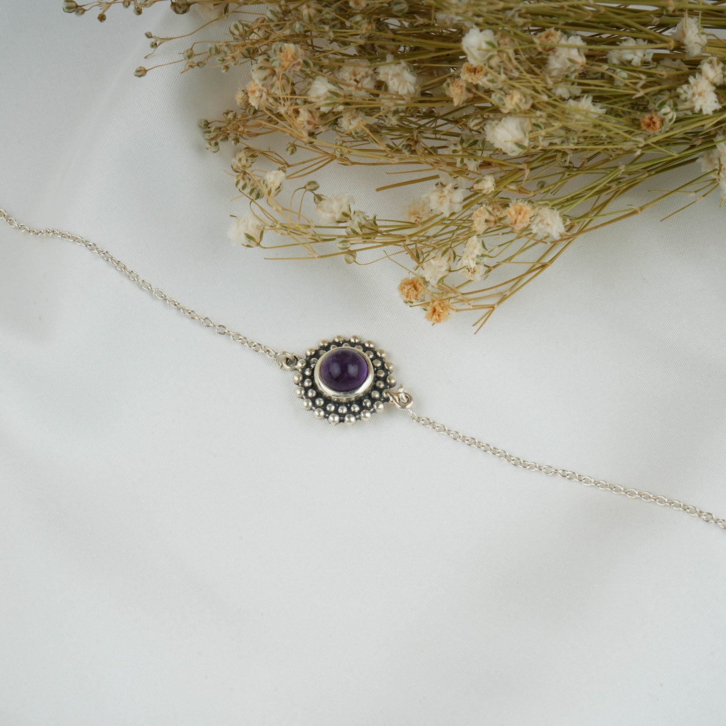Dainty Amethyst Silver Bracelet