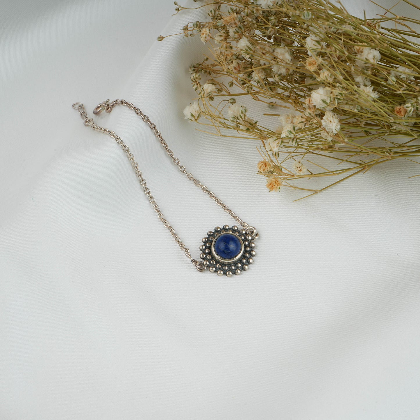 Dainty Lapis Lazuli Silver Bracelet