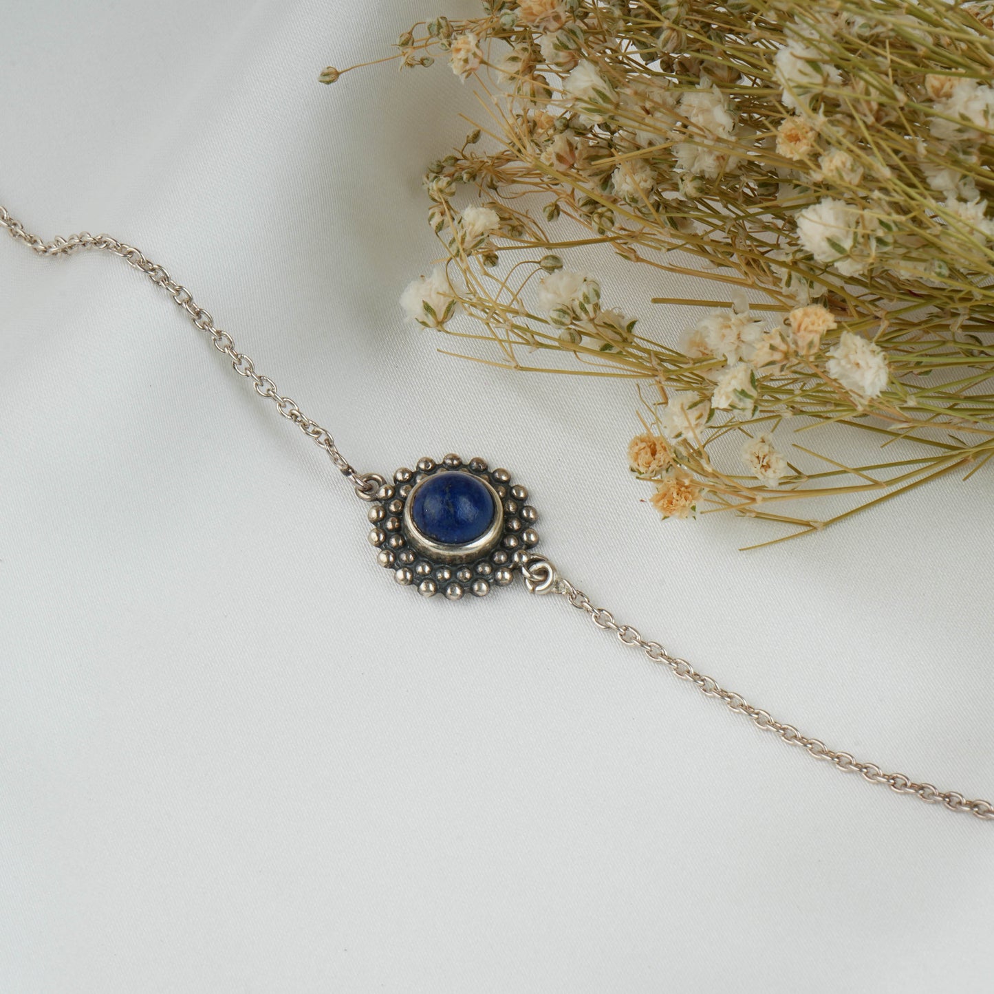 Dainty Lapis Lazuli Silver Bracelet