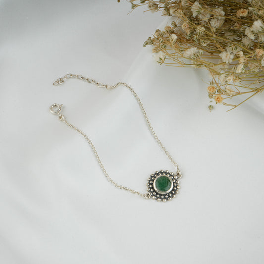 Dainty Green Onyx Silver Bracelet