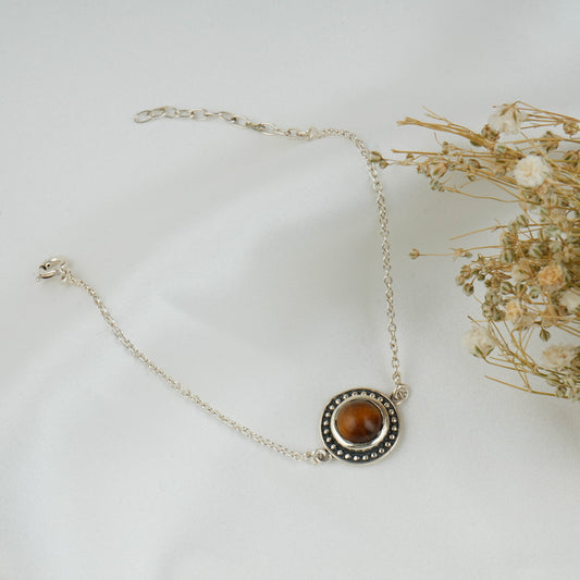Dainty Tiger Stone Silver Bracelet
