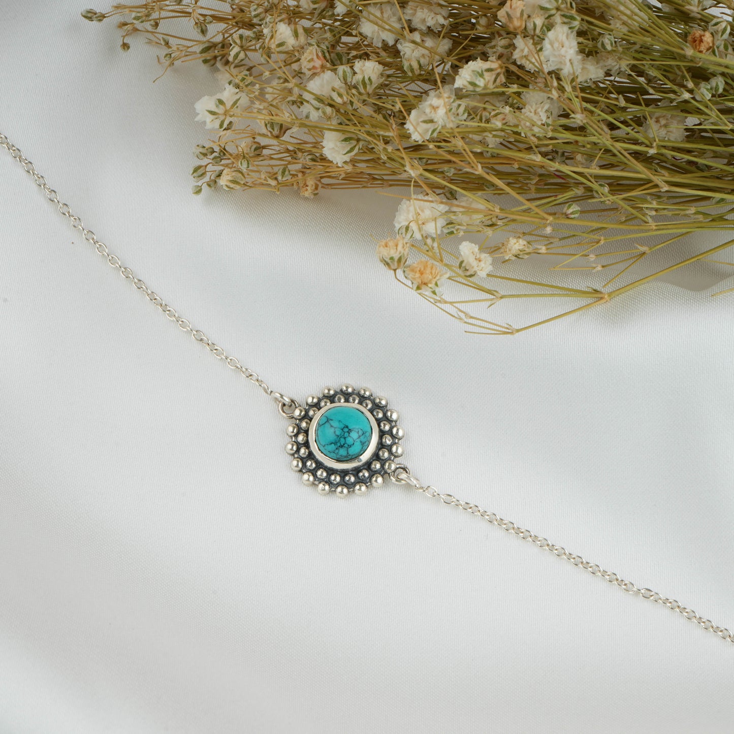 Dainty Turquoise Silver Bracelet