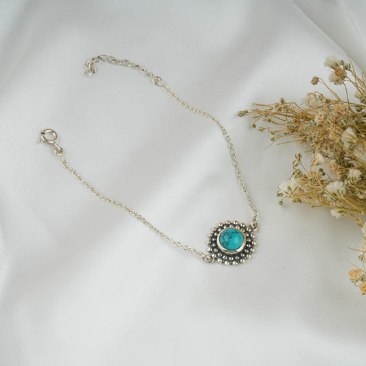 Dainty Turquoise Silver Bracelet