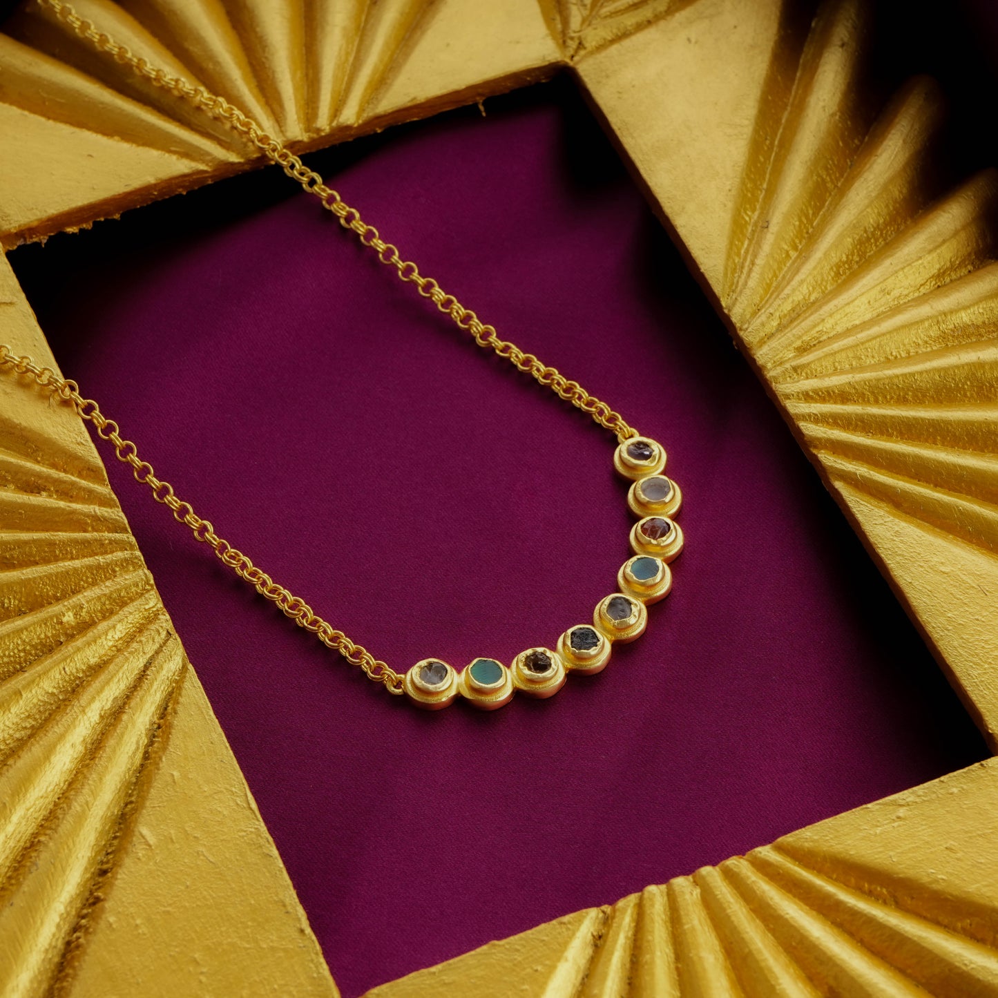 Raw Radiance Natural Uncut Semiprecious Stones Necklace