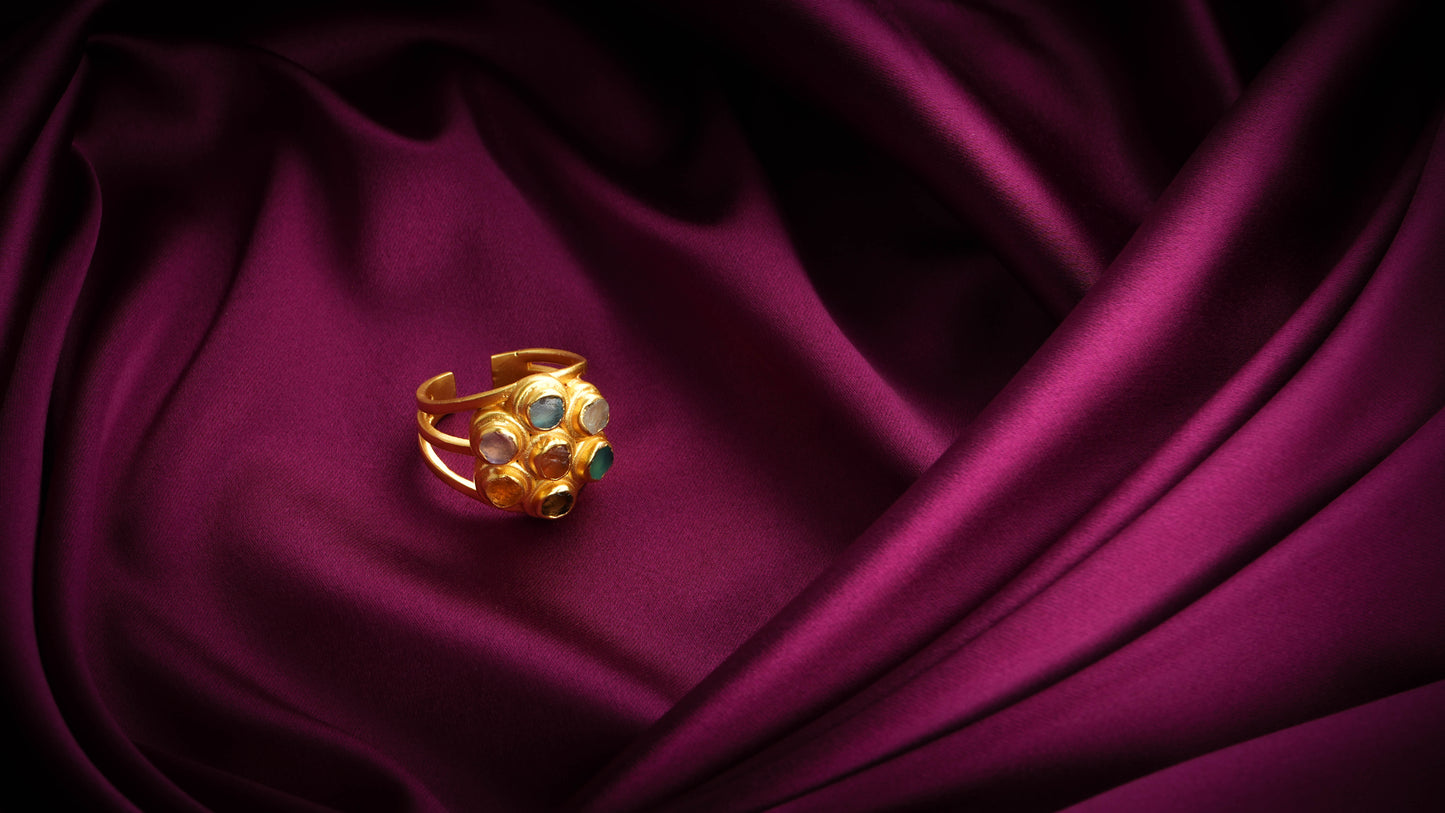 Raw Radiance Natural Uncut Semiprecious Stones Ring