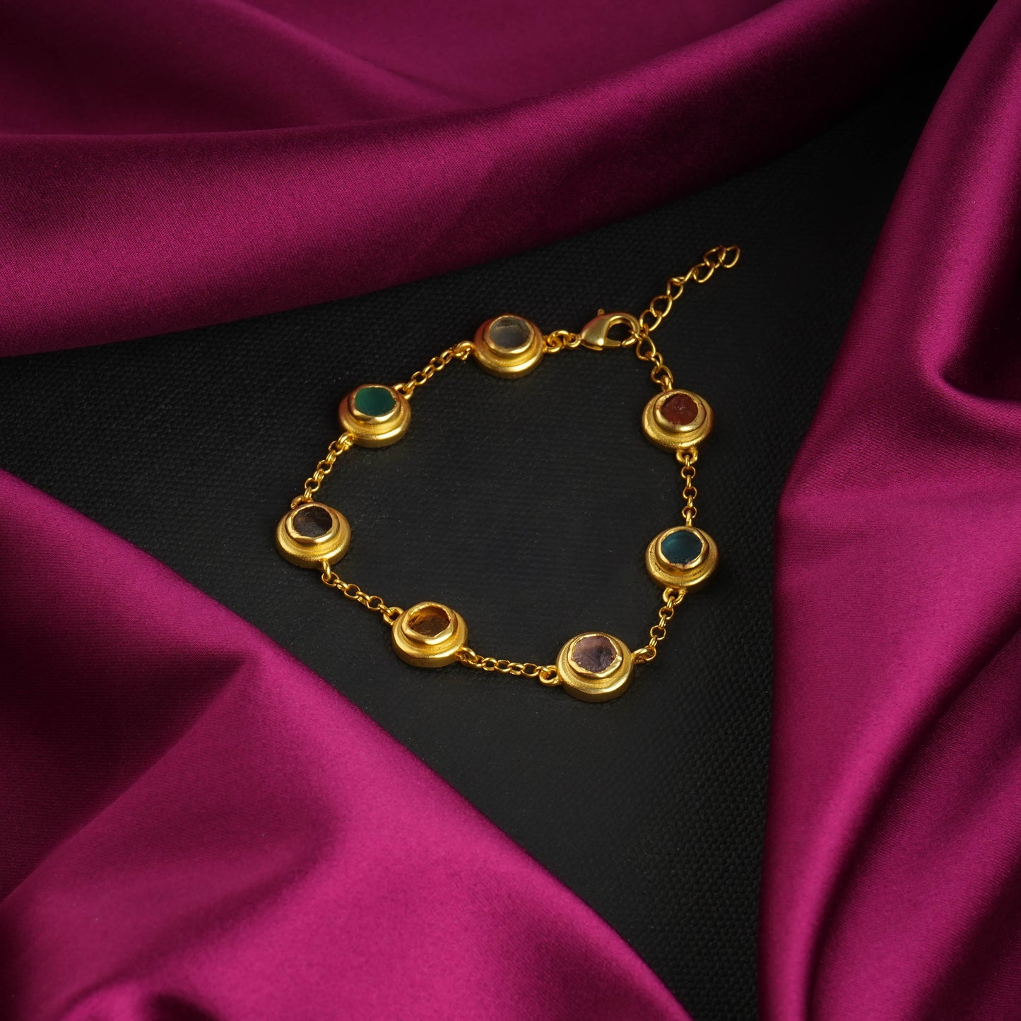 Raw Radiance Natural Uncut Semiprecious Stones Bracelet