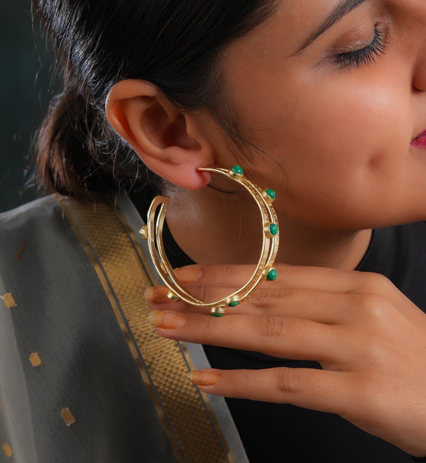 Malachite Choker with Hoops