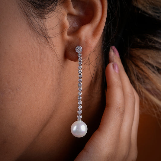 Pearl CZ Raindrops Earrings