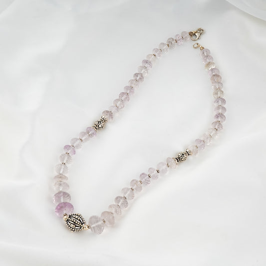 Faceted Graduated Amethyst And Silver Necklace Set
