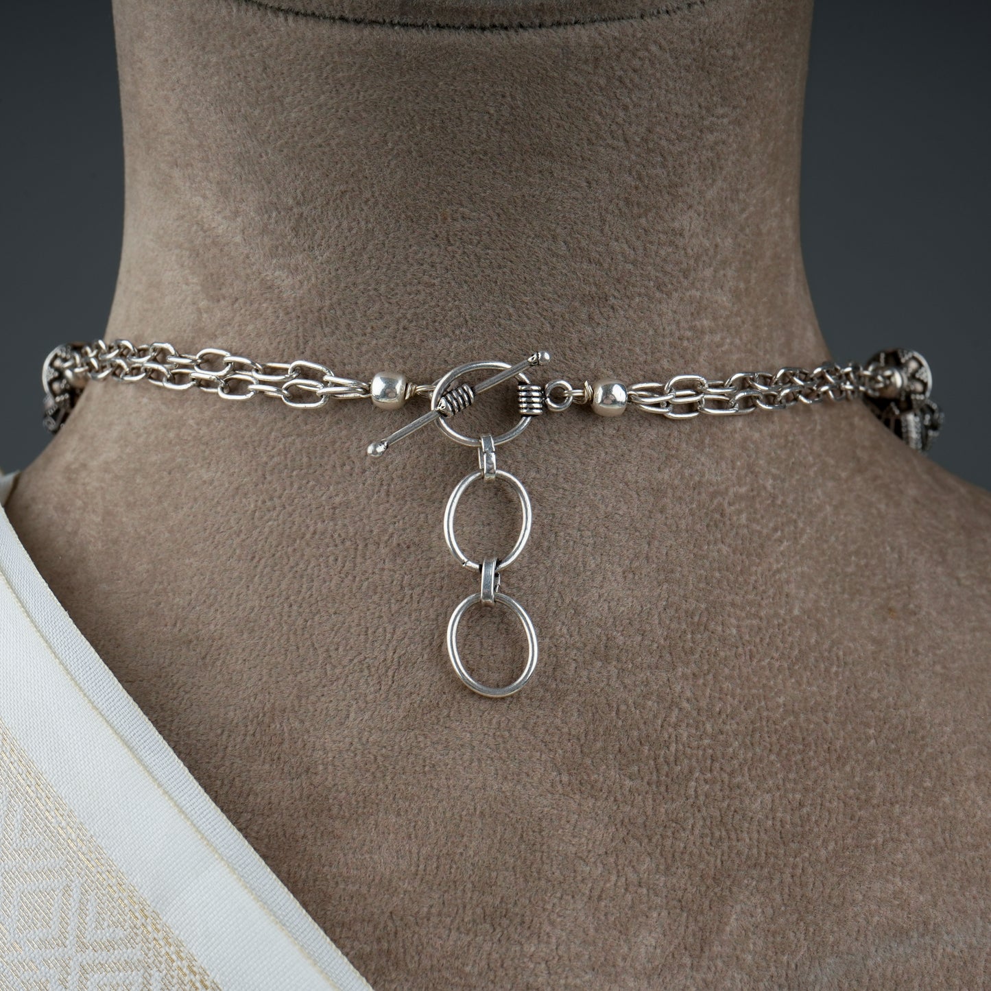 Smoky Quartz Citrine Silver Dual Layer Necklace Set