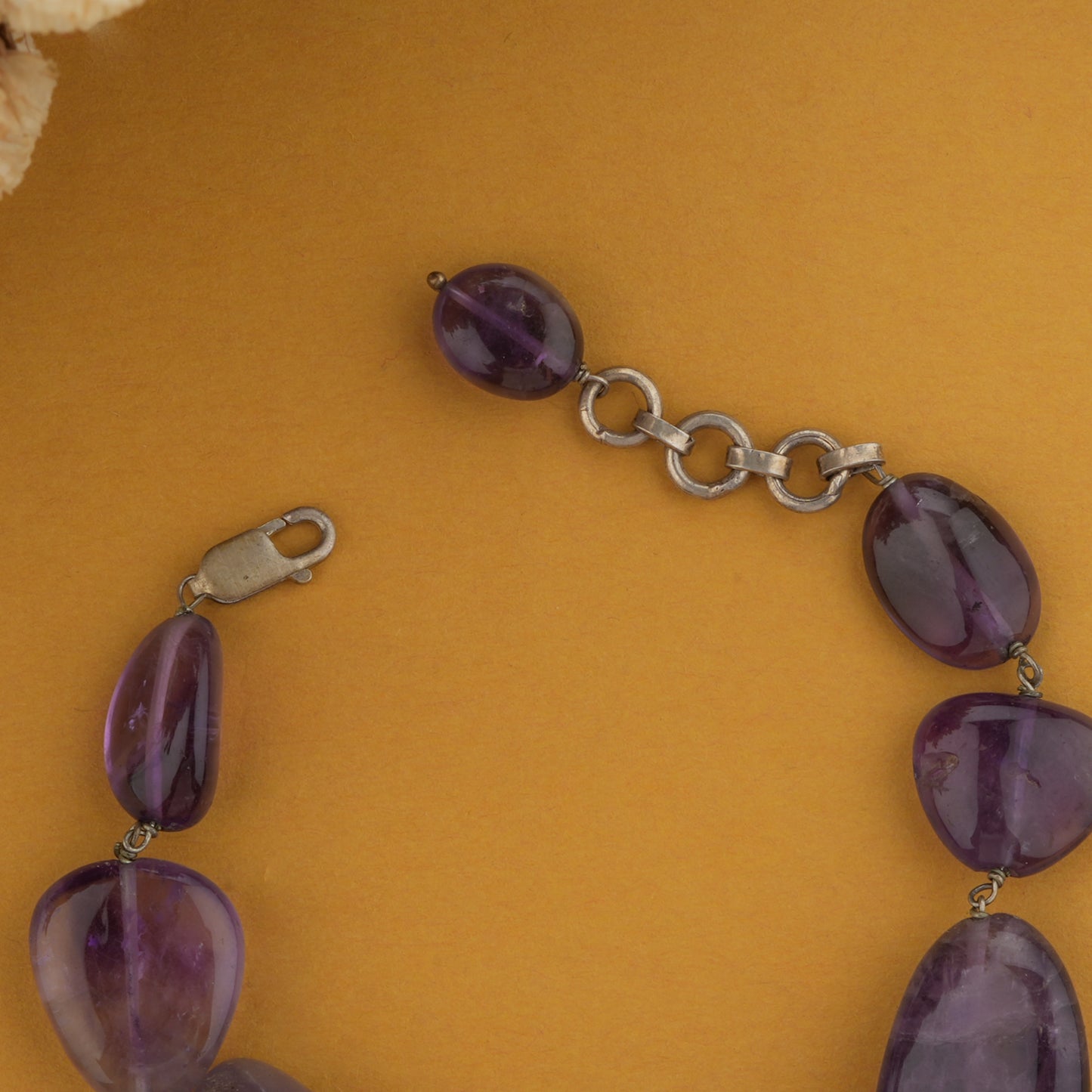 Tumbled Amethyst Silver Bracelet