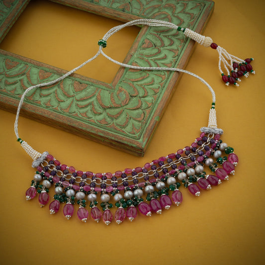 Gulbagh Pearl  Quartz Silver Handcrafted Necklace