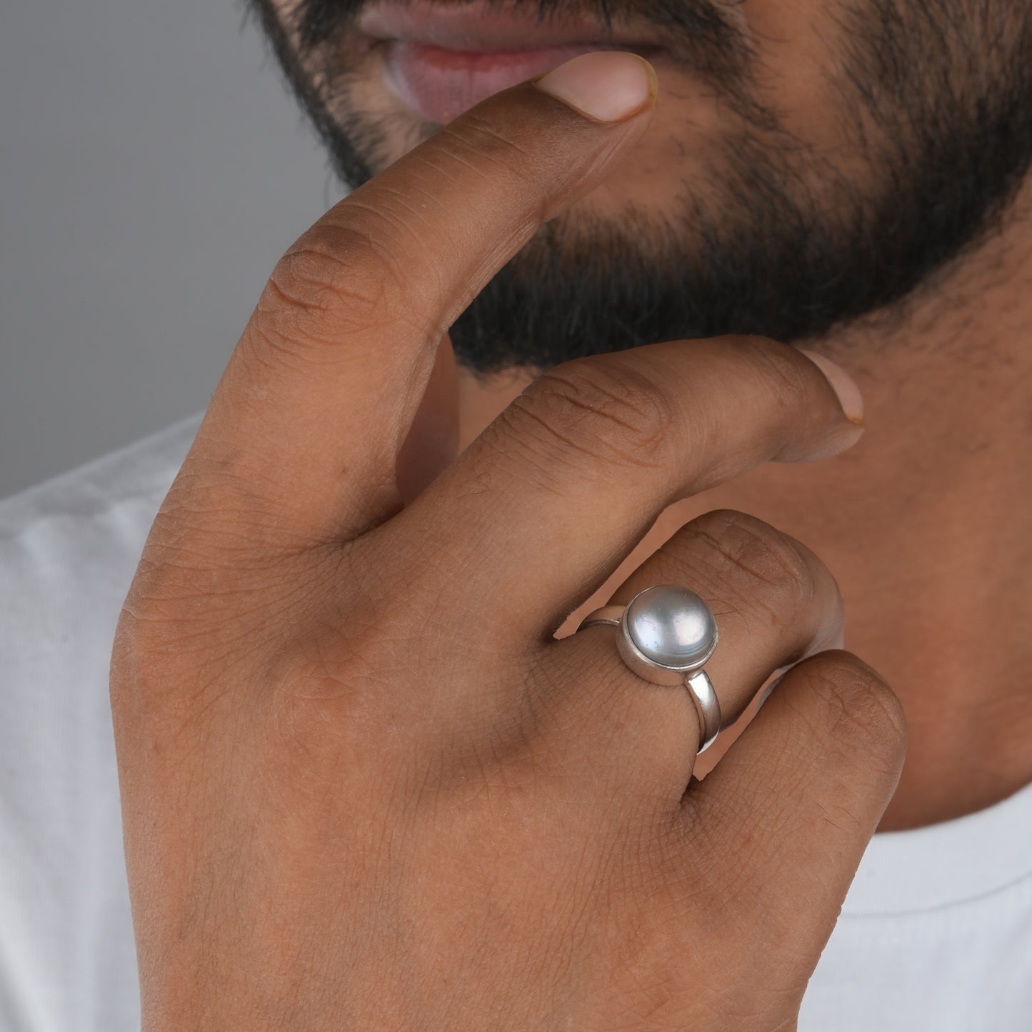 Twilight Grey Pearl Ring For Men and Women