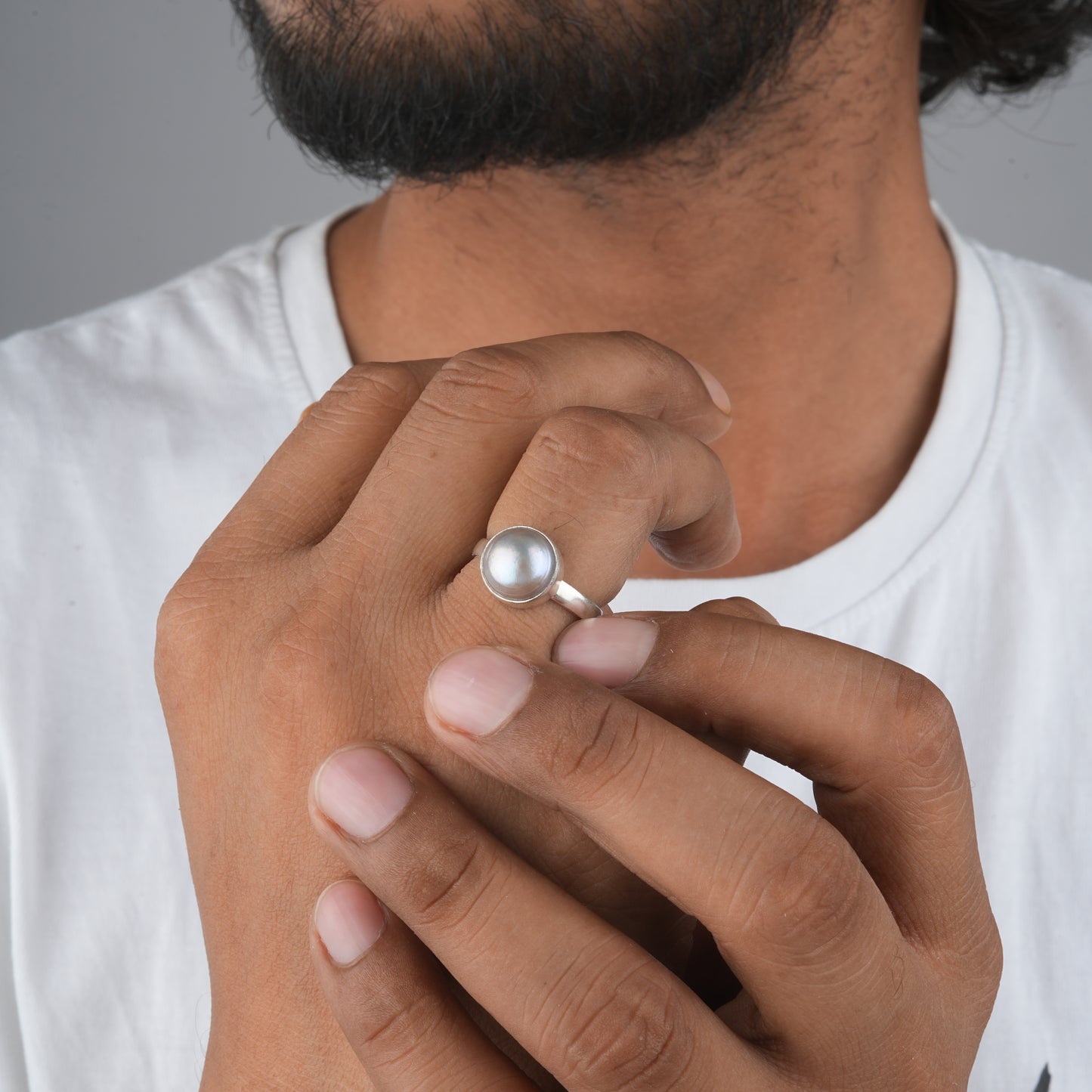 Twilight Grey Pearl Ring For Men and Women