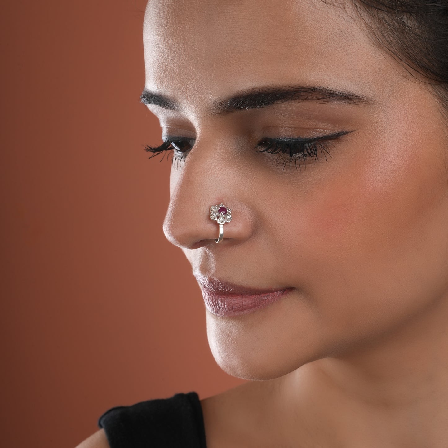 Parijat Silver Clip On Nose Pin