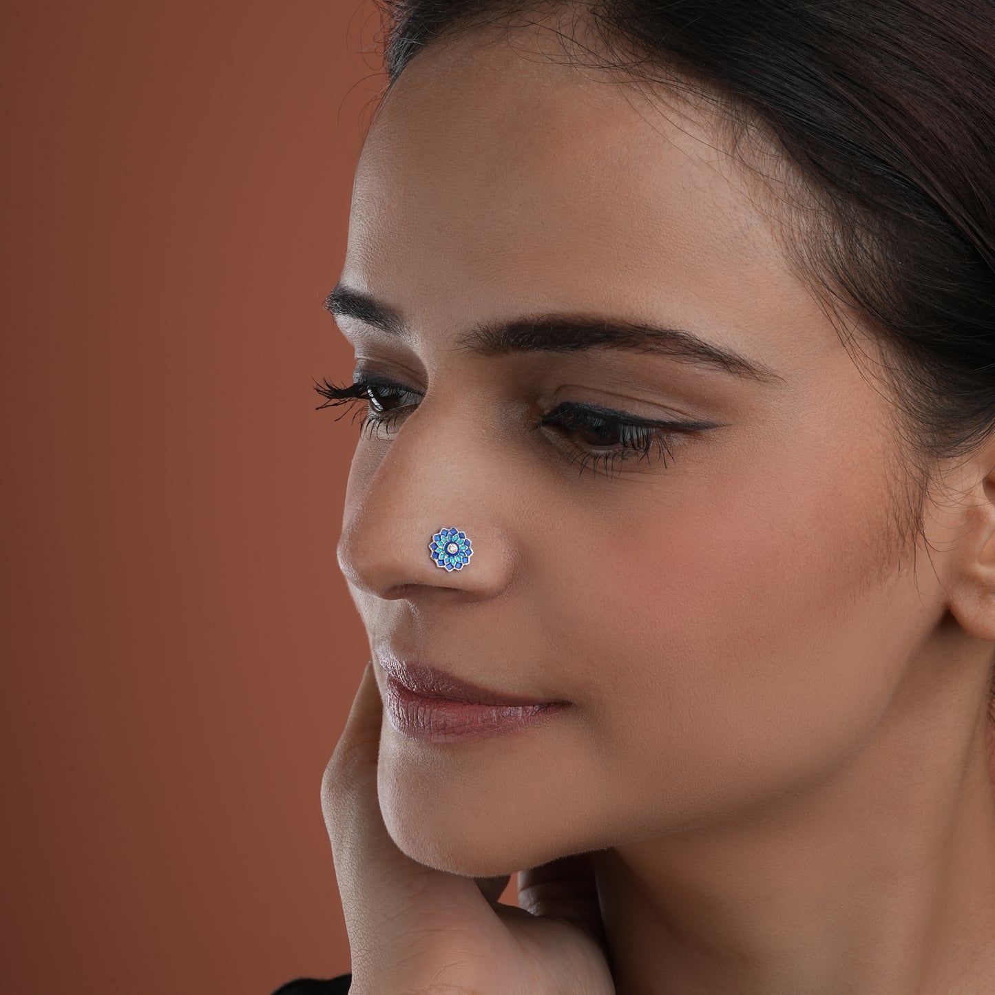 Sunflower Spark Meena Silver Nose Pin