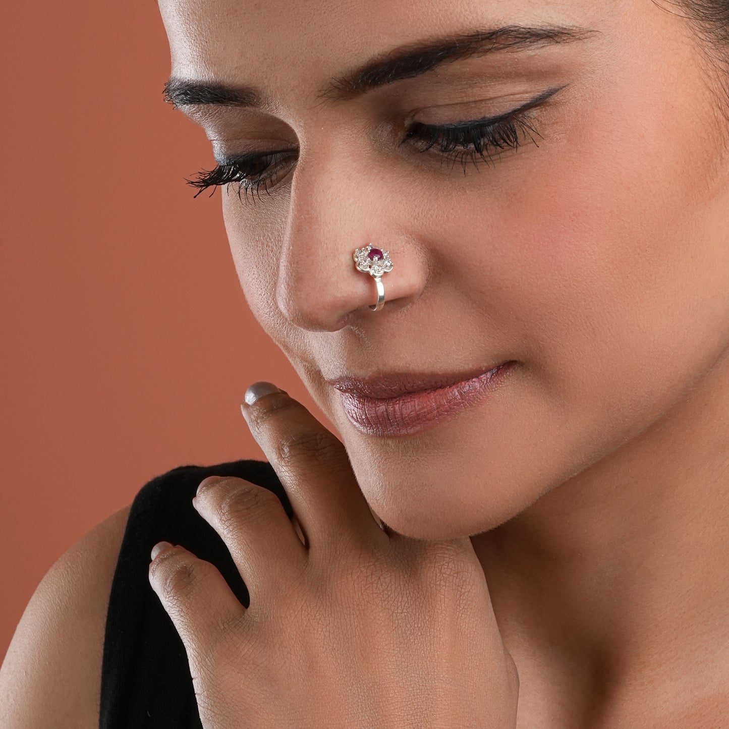 Parijat Silver Clip On Nose Pin
