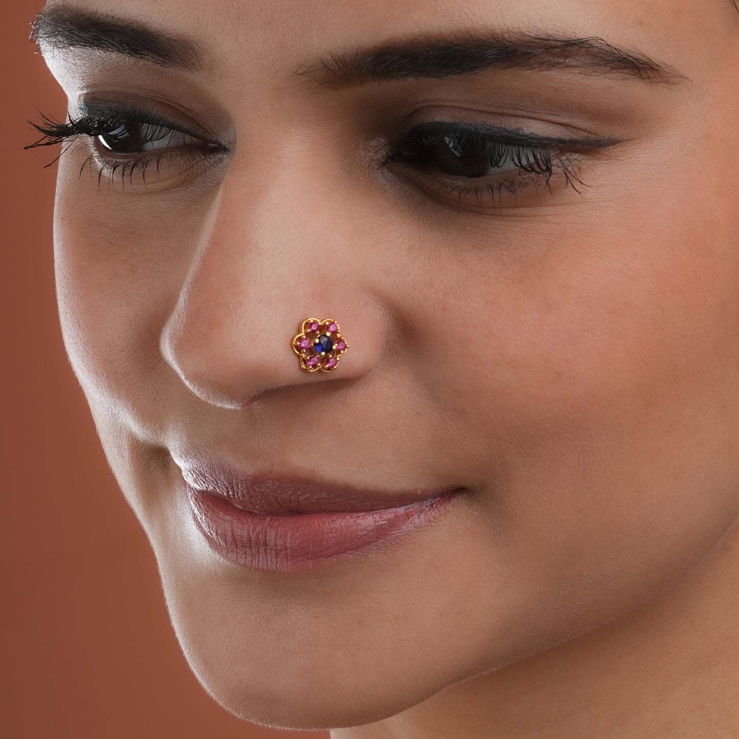 Madhu Malti Gold Plated Silver Nose Pin